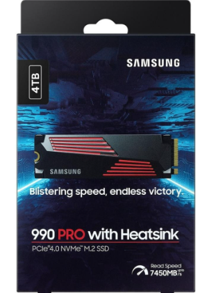 Накопичувач SSD Samsung M.2 4TB 990 PRO with Heatsink PCIe 4.0 (MZ-V9P4T0CW)